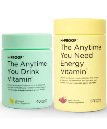 H-PROOF Bundle & Save The Anytime You Drink Vitamin 40 Chewable Tablets (20 Servings) Lemonade & The Anytime You Need Energy Vitamin 60 Chewable Tablets (30 Servings) Mixed Berry