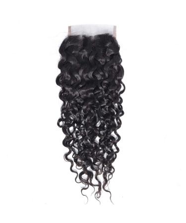 18 Inch Water Wave Lace Closure - 150% Density 9A Unprocessed Virgin Remy Human Hair - No Bleached Knots - Natural Color - Pack of 1 - Buy Online on GoSupps.com