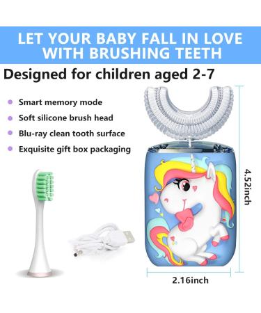 Kids Electric Toothbrush U Shaped Unicorn | 6 Cleaning Modes | Smart Timer | Rechargeable | IPX7 Waterproof | Ages 2-7 - Buy Online on GoSupps.com
