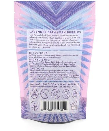 Laki Naturals Lavender Epsom Soak Bath Bubbles - 20oz (566g) | Coconut-Based, Paraben-Free Detox Bubble Bath with Epsom Salts for Relaxation - Buy Online on GoSupps.com