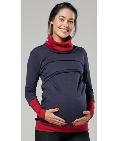 Happy Mama Maternity Nursing Jumper Sweatshirt 348 Graphite & Crimson - Size 14-16 - Buy Online on GoSupps.com