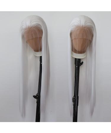 Snow White Long Straight Synthetic Lace Front Wig for Black Women - Heat Resistant Fiber, Natural Hairline with Baby Hair - Perfect for Cosplay and Daily Wear - Buy Online on GoSupps.com