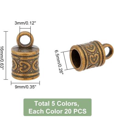 PandaHall 100pcs Cord Ends Leather Tassel Cap | Barrel Alloy Cord Link Buckle for Kumihimo & Jewelry Making | 16x9mm, 3mm Hole | 5 Color Options - Buy Online on GoSupps.com