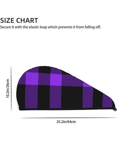 Purple Buffalo Plaid Microfiber Hair Towel - Soft Super Absorbent Quick Dry Wrap for Long Curly & Thick Hair - Buy Online on GoSupps.com