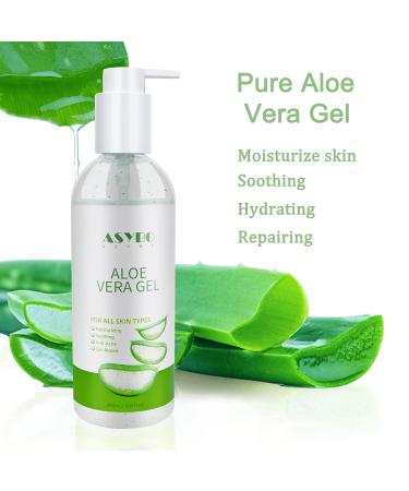 ASYBO Aloe Vera Gel 250ml - 100% Natural Pure Hydrating Moisturizer for Face, Soothing and Moisturizing, After Sun Care, Reduce Acne, Repair Scars - Ideal for All Skin Types - Buy Online on GoSupps.com