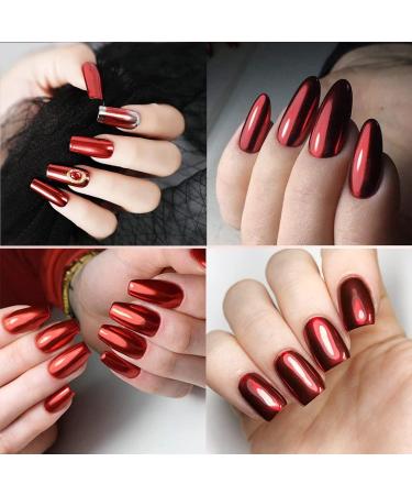 Red Chrome Nail Powder Set - Reflective Glitter Metallic Effect | 3D Holographic Red Pigment Dust for Nails Art - Buy Online on GoSupps.com