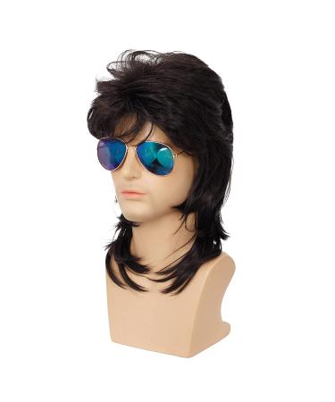 Qnbiar Men's Mullet Wig - Black Curly 70s/80s Cosplay Retro Punk Rocker Disco Synthetic Full Wig - International Shipping - Buy Online on GoSupps.com