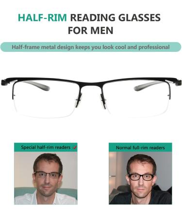 Eyekepper 3 Pack Lightweight Half Rim Reading Glasses for Men & Women - Black +2.0 - Stylish & Durable eCommerce International Shipping - Buy Online on GoSupps.com