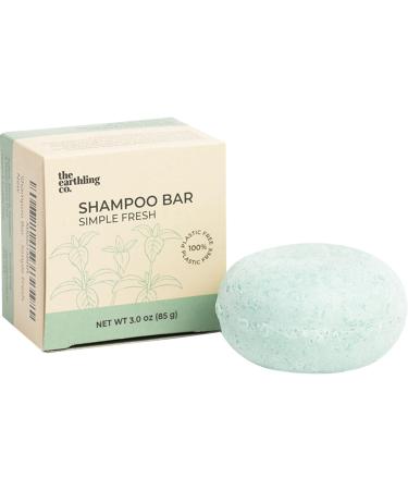 The Earthling Co. Shampoo Bar   Gentle Plant Based Hair Shampoo for Men  Women and Kids - Vegan Formula for All Hair Types   Paraben  Silicone and Sulfate Free  Simple Fresh  3.0 oz