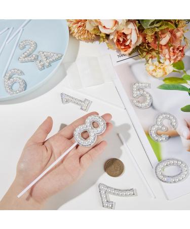 CRASPIRE 10 Sets Number Cake Topper Imitation Pearl Rhinestone 0-9 Number White Birthday Cake Plug in Decorations for Birthday Party Wedding Anniversary Supplies - Buy Online on GoSupps.com