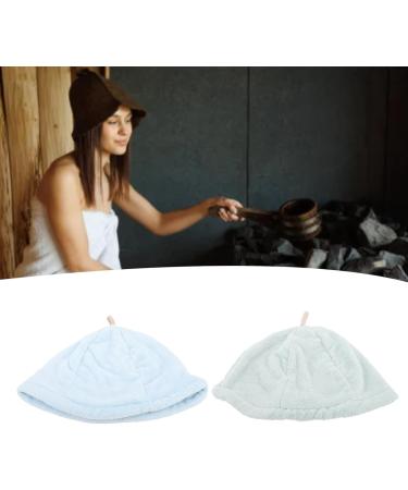 Coral Fleece Sauna Cap for Men Women Highly Absorbent Elastic Hair Drying Cap Hanging Ring Ideal for Sauna or Bathing - Buy Online on GoSupps.com