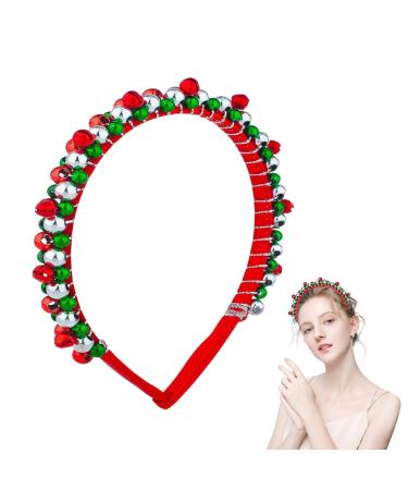 Christmas Headbands Christmas Hairband Christmas Heaadband Kids Christmas Hair Band Hoop Accessories For Christmas Holiday Party Favors Red Green Silver Tone Christmas Bells Hairband for Girls/Women
