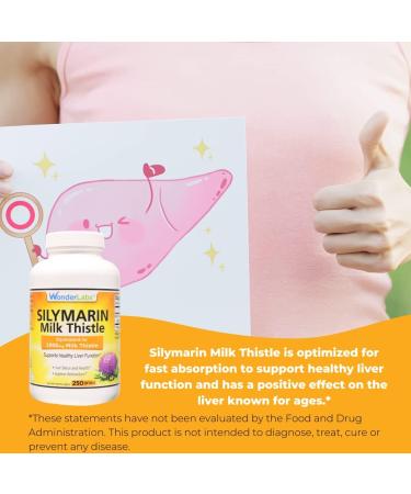 Wonder Labs Silymarin Milk Thistle Supports Healthy Liver Detox - 250 Capsules 250 Count (Pack of 1) - Buy Online on GoSupps.com