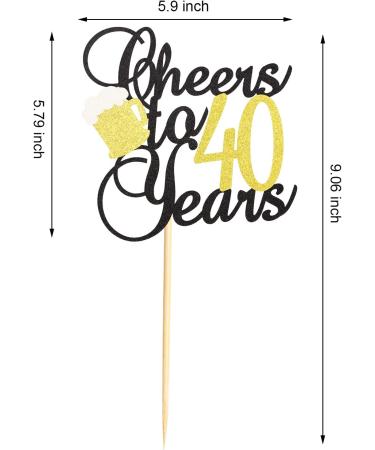 Arthsdite Cheers to 40 Years Cake Topper with Beer 40th Birthday Cake Picks Forty Years Old Birthday Party Decorations Supplies- Black Gold Glitter Black Gold 40 - Buy Online on GoSupps.com