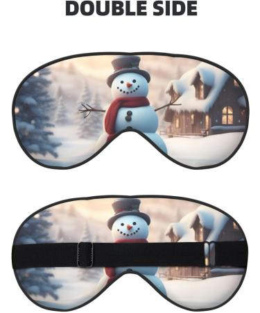 Merry Christmas Cute Snowman Eye Mask | Unisex Soft Sleeping Face Mask with Adjustable Strap - Buy Online on GoSupps.com