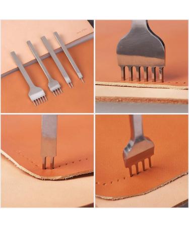 WUTA Sharp Leather Chisel Diamond Pricking Iron Set | 4mm 1+2+4+6 Teeth | Steel Stitching Tools for Leather Craft Kits - Buy Online on GoSupps.com