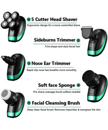 5 in 1 Rechargeable Head Shaver for Men - Electric Razor Hair Clipper Nose & Ear Trimmer Facial Cleaning Brush | Perfect for Bald Heads - Buy Online on GoSupps.com
