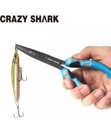 CRAZY SHARK 7 Fishing Pliers - High Carbon Steel, PTFE Plated, Hook Remover, Split Rings, Non-Slip Handle - Blue #1 - Buy Online on GoSupps.com