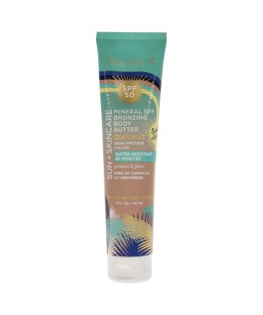 Pacifica Sun + Skincare Mineral SPF Bronzing Body Butter SPF 50 Coconut 5 fl oz (147 ml)