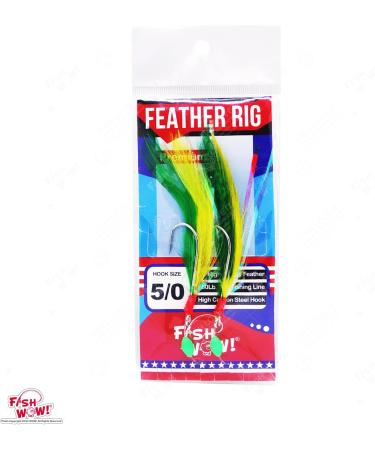 Fish WOW! 10pk Colors Fishing Feather Rockfish Rig with 5/0 High-Carbon Hooks - Buy Online on GoSupps.com
