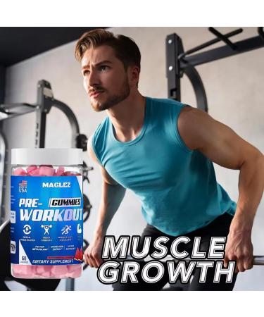 Maglez Pre Workout Gummies for Men & Women PreWorkout Gummy with Beta Alanine | Organic Caffeine | Chromium Picolinate | Gluten free Vegan increased energy faster metabolism & recovery (60 gummy) - Buy Online on GoSupps.com