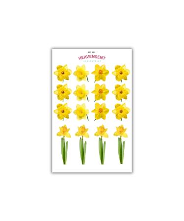 Cake Topper Edible 32 Daffodils Yellow Flowers Pre-cut Premium Thick Sweet Wafer Card Standing Cupcake Toppers Birthday Party Cake Decorations
