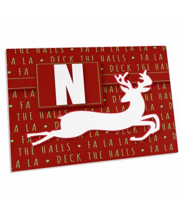 3dRose Letter N Monogram Christmas White Reindeer Deck The... - Desk Pad Place Mats (dpd-262652-1)