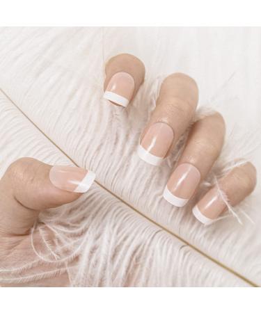 Sethexy Short French False Fingernails - Nude Pink Acrylic Press-On Nail Tips for Women & Girls - Complete Coverage - Buy Online on GoSupps.com