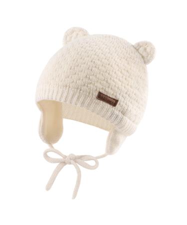 XIAOHAWANG Baby Earflap Beanie Hat Soft Baby Boy Knit Beanies Cute Bear Infant Toddler Girl Hats Autumn Winter 18-3 Years White