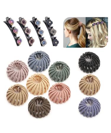 14 Pcs Bird Nest Hair Clips Holder Ponytail Holder Matte Fashion Expandable Ponytail Holder Hair Pin Hair Accessories for Women Girls