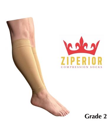 Buy Nude Compression Shin Calf Sleeves 20-30 mmHg - No Foot Zipper - Large/X-Large - International Shipping - Buy Online on GoSupps.com