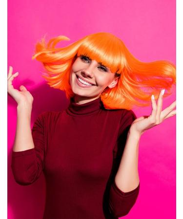 Orange Wig and Sunglasses - Orange Bob Wig Short Orange Wig Orange Wigs for Women Orange Bob Wig with Fringe (Orange) - Buy Online on GoSupps.com