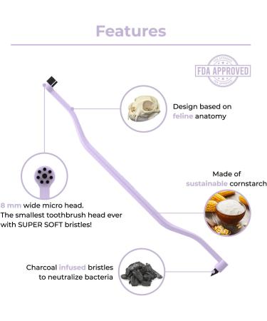 RYERCAT Lavender Dual Sided Cat Toothbrush - 8mm Wide for Gentle Cat Dental Care - Buy Online on GoSupps.com