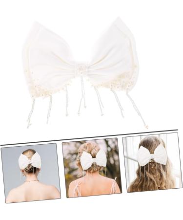 minkissy Girl Bows Bridal Hair Accessories Girls Hair Accessories Girl Hair Accessories Fringe Trim Hair Bows for Girls Back Hair Bow Clip Girls Hair Bows Pearl Headgear White Bride Wedding - Buy Online on GoSupps.com