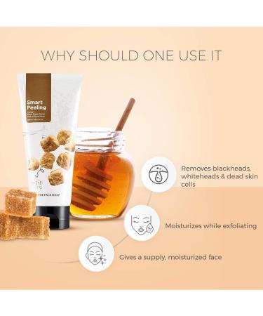 THE FACE SHOP Smart Peeling Honey Black Sugar Scrub - Exfoliate Dead Skin & Blackheads Nourishing K-Beauty for Normal to Oily Skin 4.06 fl. Oz - Buy Online on GoSupps.com