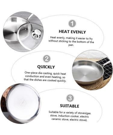 Zerodeko 1 Pc Stainless Steel Non Stick Pan Classic Pan Stainless Steel Cooking Utensils Non-Stick Pan Stainless Cookware Flat Frying Pot Uncoated Pancake Pan 304 Stainless Steel - Buy Online on GoSupps.com