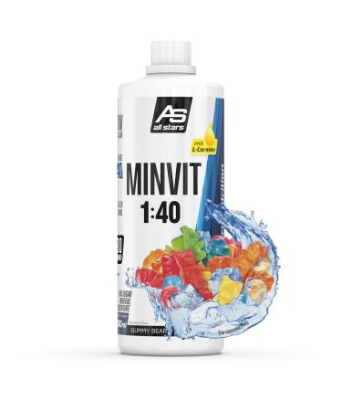 All Stars MINVIT LIGHT Rubber Bear Drinks Concentrate 1 L Syrup Including Vitamins & Minerals Concentrate for 40 L Drink Sports Drink Low Sugar Drink Drink with L-Carnitine