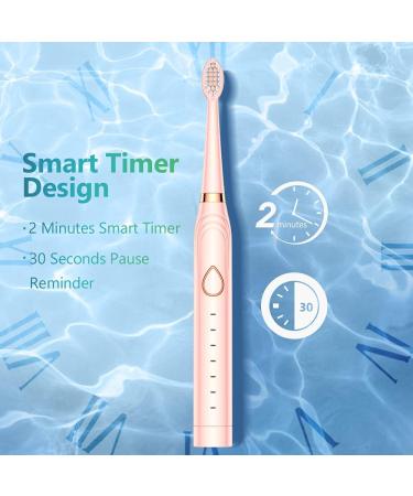 HAXAYOLO Sonic Electric Toothbrush - USB Rechargeable, 6 Modes, 7 Brush Heads, Whitening - Pink - Buy Online on GoSupps.com