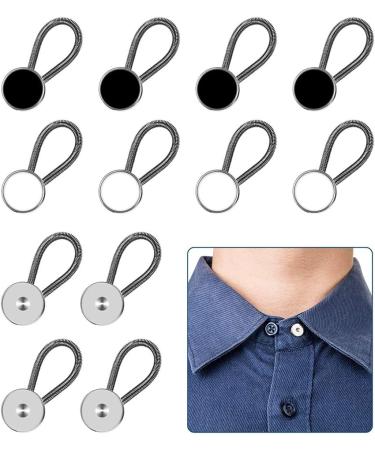 12pcs Collar Extenders - Comfy & Premium Invisible Neck Extender - Adds 1 inch Instantly for Mens Dress Shirts, Suits, Trousers, Coats - Black, White, Silver - Buy Online on GoSupps.com