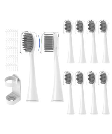 YMPBO Toothbrush Head Compatible with Burst Electric Toothbrush   10 Replacement Heads + 30 Floss Picks + 1 Holder  for Burst Sonic Toothbrush  Deep Cleaning Bristle Design  White