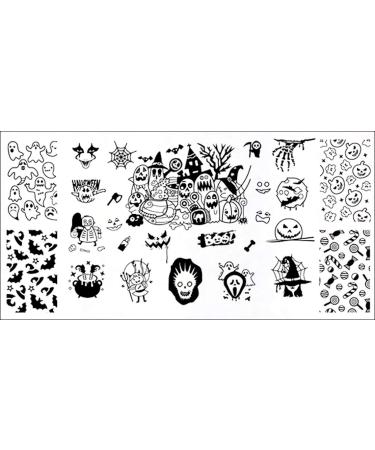 XL STAMPING STENCIL # L-005 Halloween Bats Ghosts Pumpkin Witch