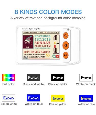 Eyoyo Portable Electronic Video Magnifier Reading Aid 3.5 LCD Screen 2x-25x Zoom - Ideal for Low Vision - Available in Yellow, Blue, White, and Black - Buy Online on GoSupps.com