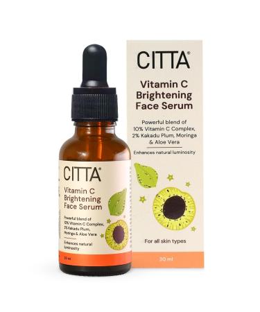 Face Brightening Serum | 10% Vit C Complex + 2% Kakadu Plum Moringa & Hyaluronic Acid | Serum For Acne-Prone Skin | Fights Dark Spots Pigmentation | For All Skin Types | 30ml