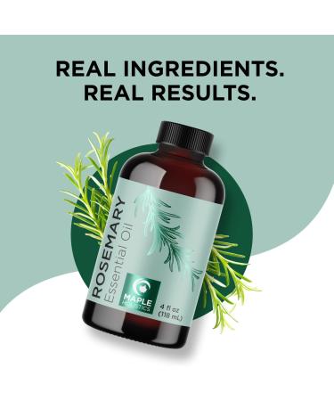 Pure Rosemary Essential Oil 4oz - Undiluted for Hair, Skin, Nails - Aromatherapy and Scalp Care - Buy Online on GoSupps.com