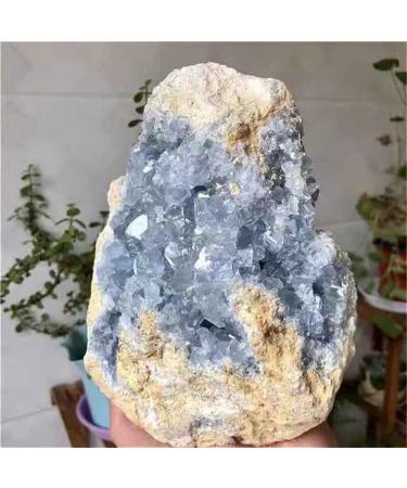 Crystal Rough for 1pc Large Size Natural Raw Blue Celestite Geode Rough Stone Quartz Crystal Cluster 1300g-1800g for Decoration (Size : 1PC1300g-1400g)