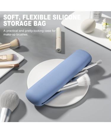 Fvion Travel Make-Up Brush Holder - Silicone Cosmetics Organizer Portable Travel Pocket (Blue) - Buy Online on GoSupps.com