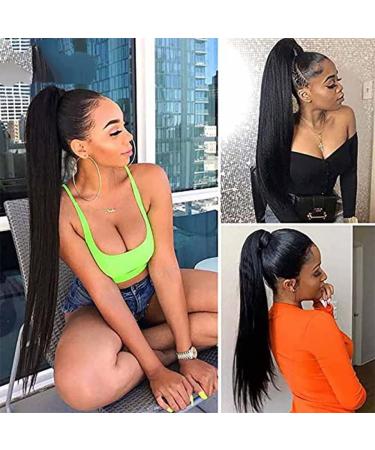 Hair Bun 8-24 Inch Ponytail Real Hair Wrapping Ponytail Extensions Black Long Straight Hair Ponytail Barrette Hair Clips Bun Hair Extension Hair Piece (Color : Wrap Around Size : 14inch(35cm)) 14inch(35cm) Wrap Around - Buy Online on GoSupps.com