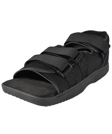 BraceOn Post Op Shoe - Surgical Pain Relief and Foot Support for Men and Women for Plantar Fasciitis Injury Fracture and More (Men Medium Shoe Size 8.5-10) Black Men's Medium