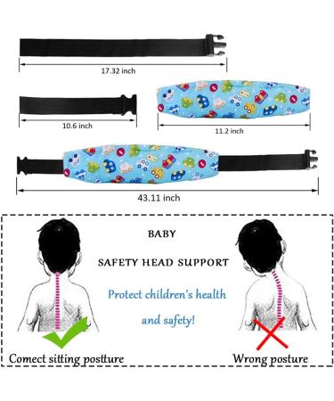 ZYNQACC Baby Car Seat Head Support 2PCS - Toddler Safety Sleep Nap Aid Positioner Strap Belt for Kids (Blue) - Buy Online on GoSupps.com