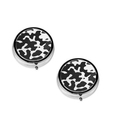 (Black Grey White Camo) Round Pill Box 3 Compartment Pill Box Mini Decorative Pocket Purse Portable Travel Medicine Tablet Vitamin Holder Organizer Pill Case